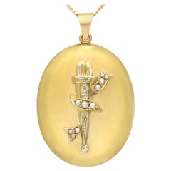Antique Victorian Diamond and Pearl Yellow Gold Locket Pendant