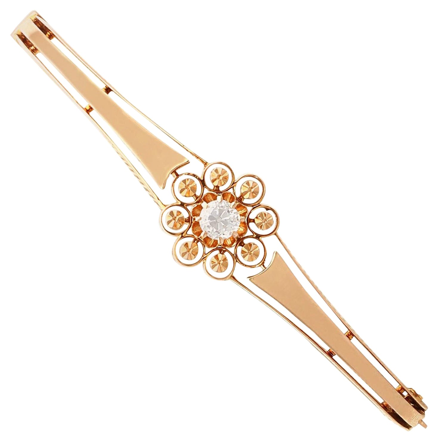 Antiguo brazalete victoriano de diamantes y oro rosa, circa 1880