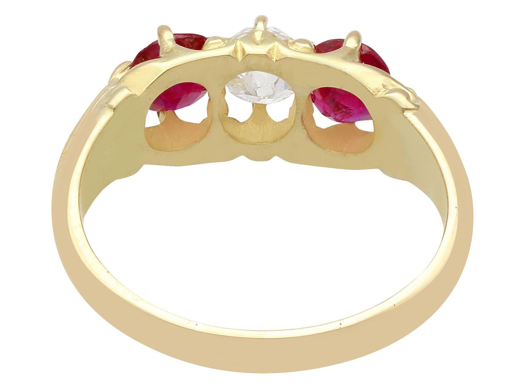Antique Victorian Diamond and Ruby Yellow Gold Cocktail Ring In Excellent Condition For Sale In Jesmond, Newcastle Upon Tyne