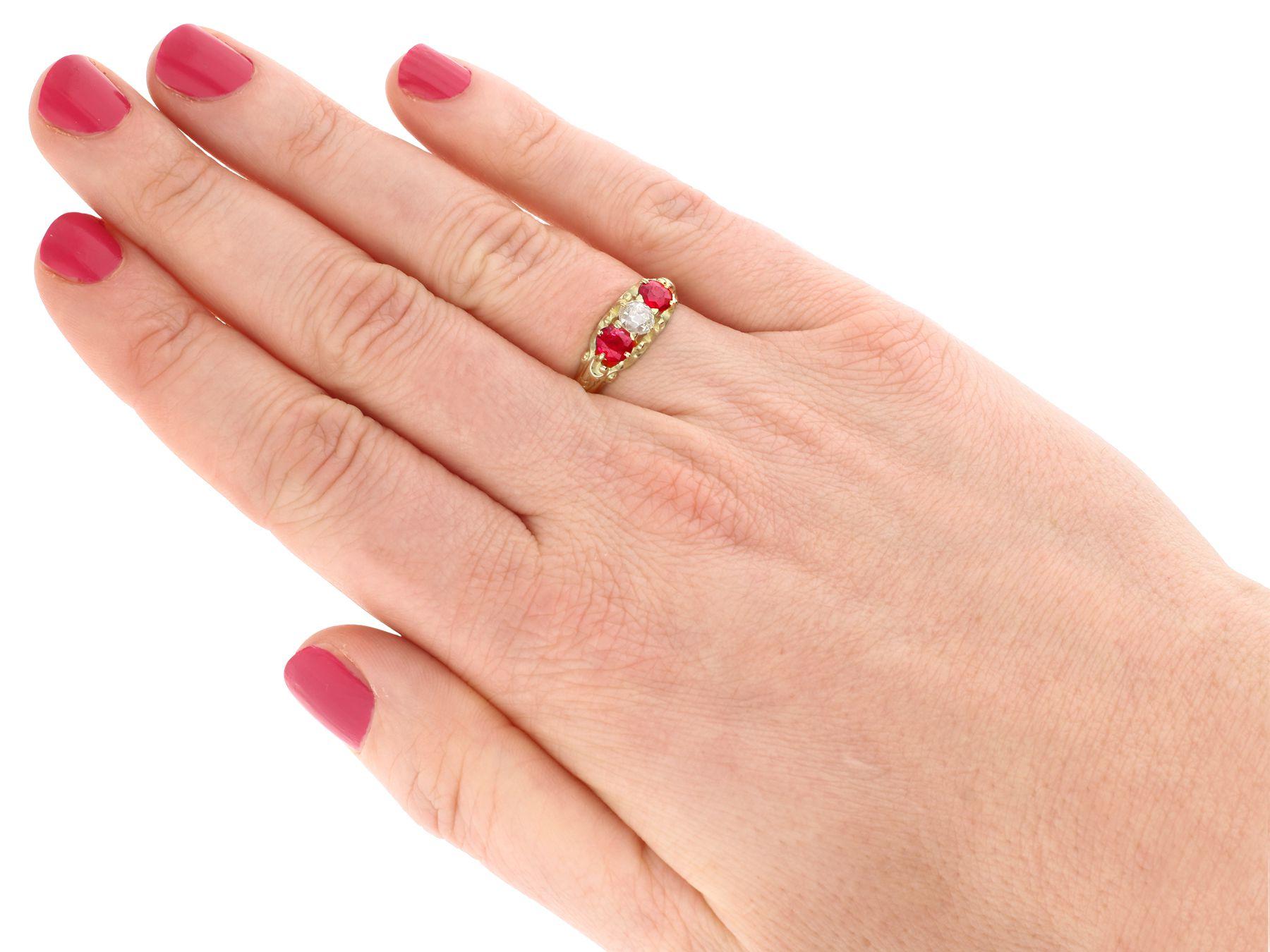 Antique Victorian Diamond and Ruby Yellow Gold Cocktail Ring For Sale 1