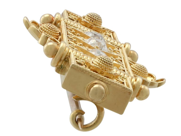 Antique Victorian Diamond and Yellow Gold Bar Brooch at 1stDibs