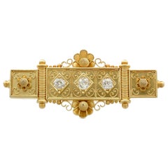 Antique Victorian Diamond and Yellow Gold Bar Brooch