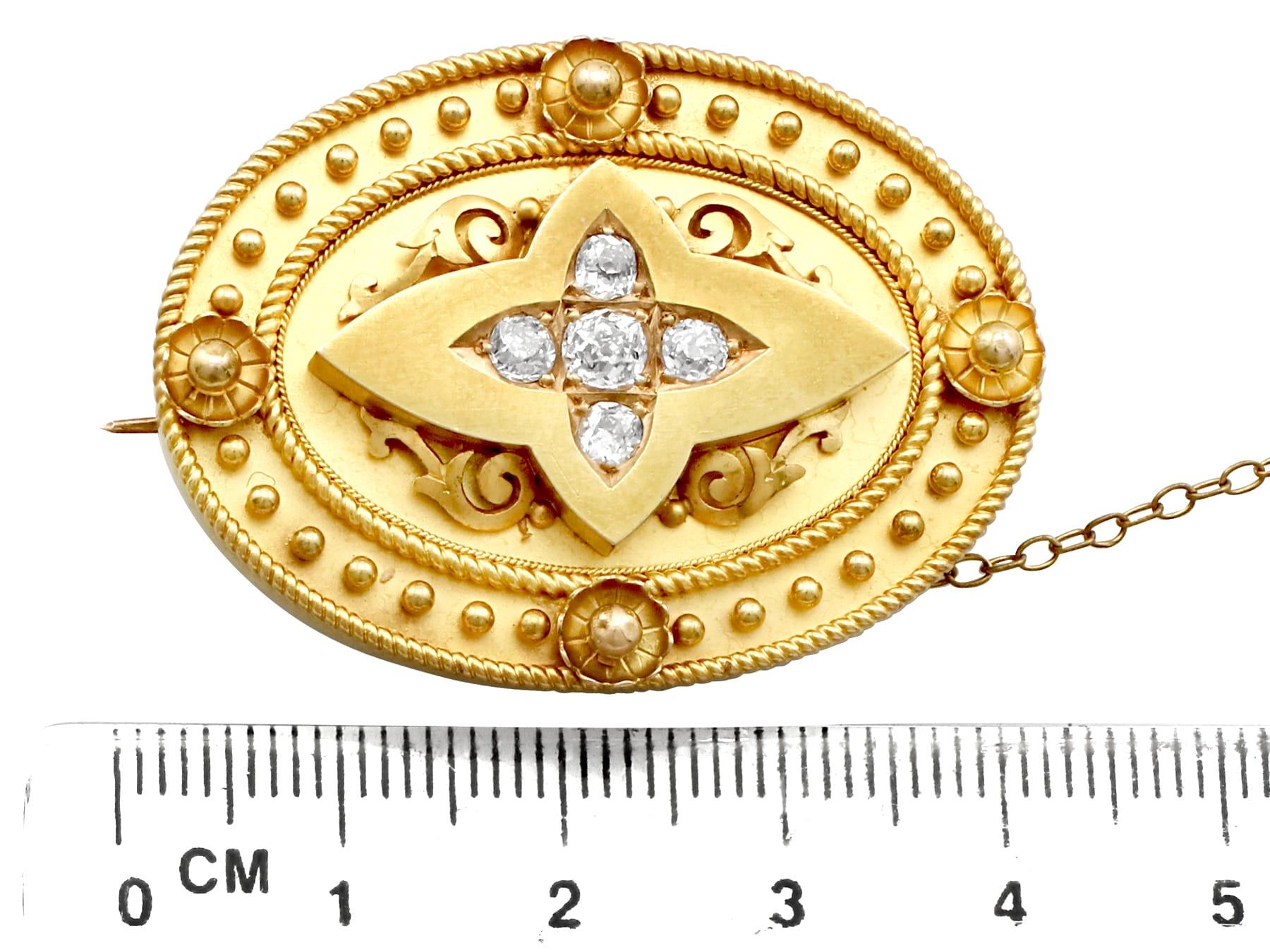 Old European Cut Antique Victorian Diamond and Yellow Gold Brooch or Locket For Sale