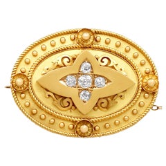 Antique Victorian Diamond and Yellow Gold Brooch or Locket