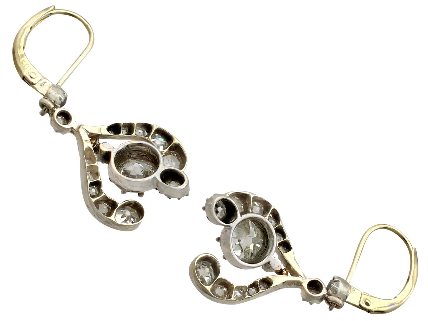 Women's Antique Victorian Diamond and Yellow Gold Drop Earrings