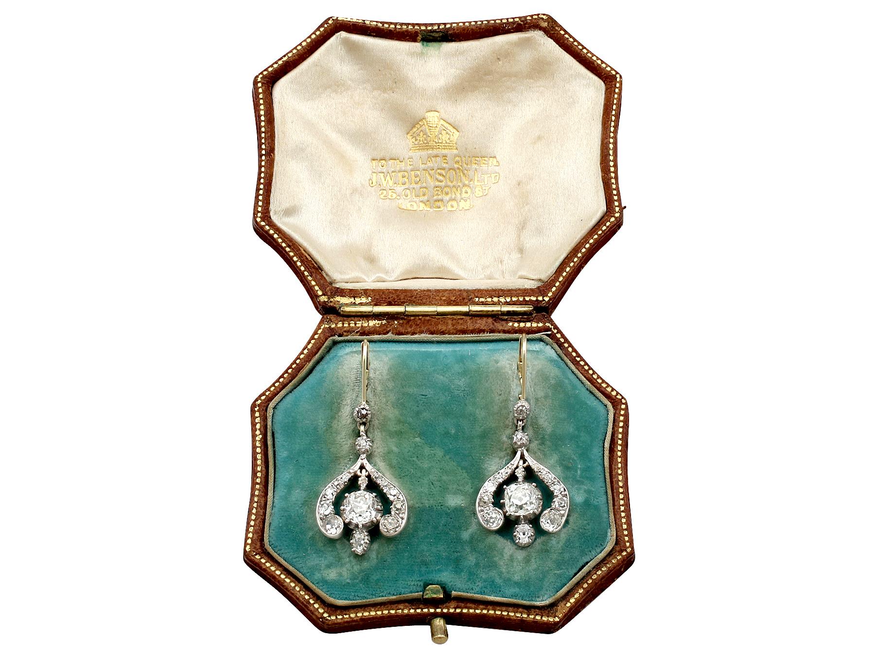 Antique Victorian Diamond and Yellow Gold Drop Earrings 2