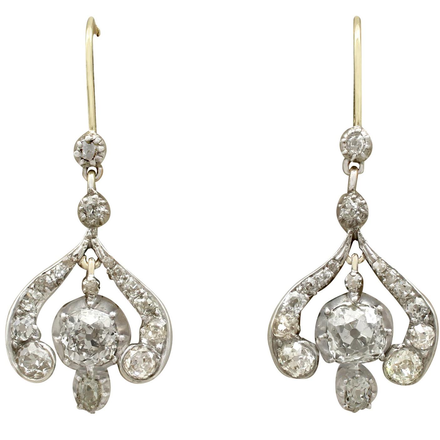 Antique Victorian Diamond and Yellow Gold Drop Earrings