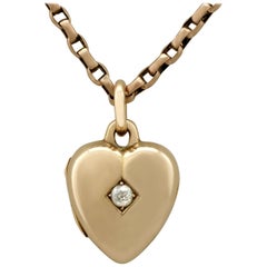 Antique Victorian Diamond and Yellow Gold Heart Locket