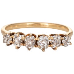 Antique Victorian Diamond Anniversary Ring 14 Karat Gold Old Mine Six-Stone