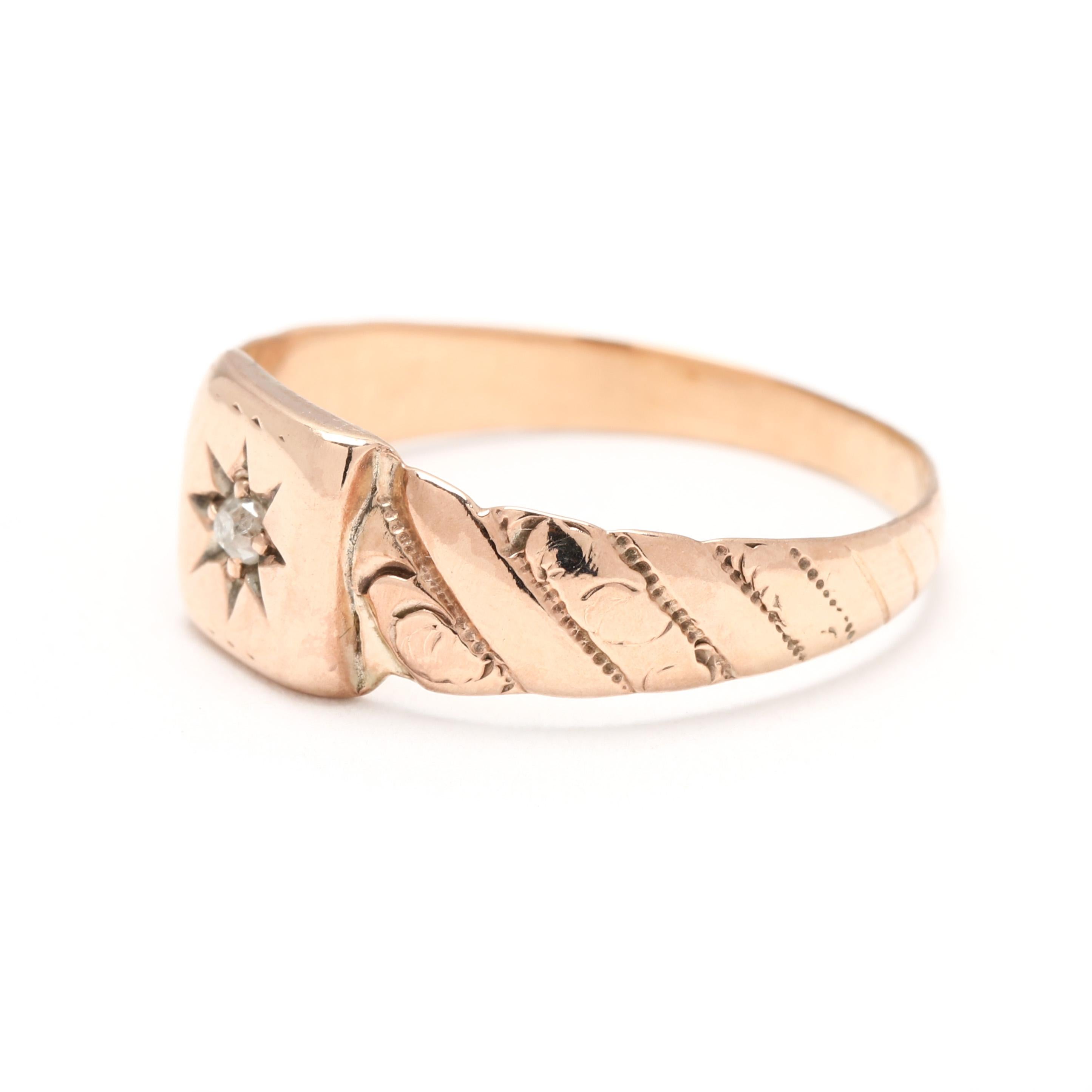 Antique Victorian Diamond Band Ring, 10k Yellow Gold, Ring Size 6.75 In Good Condition In McLeansville, NC