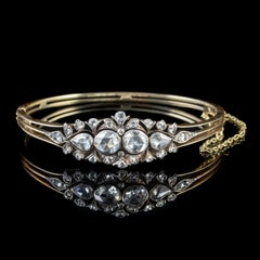 Antique Victorian Diamond Bangle 18 Karat Gold 4 Carat Diamond, circa 1900