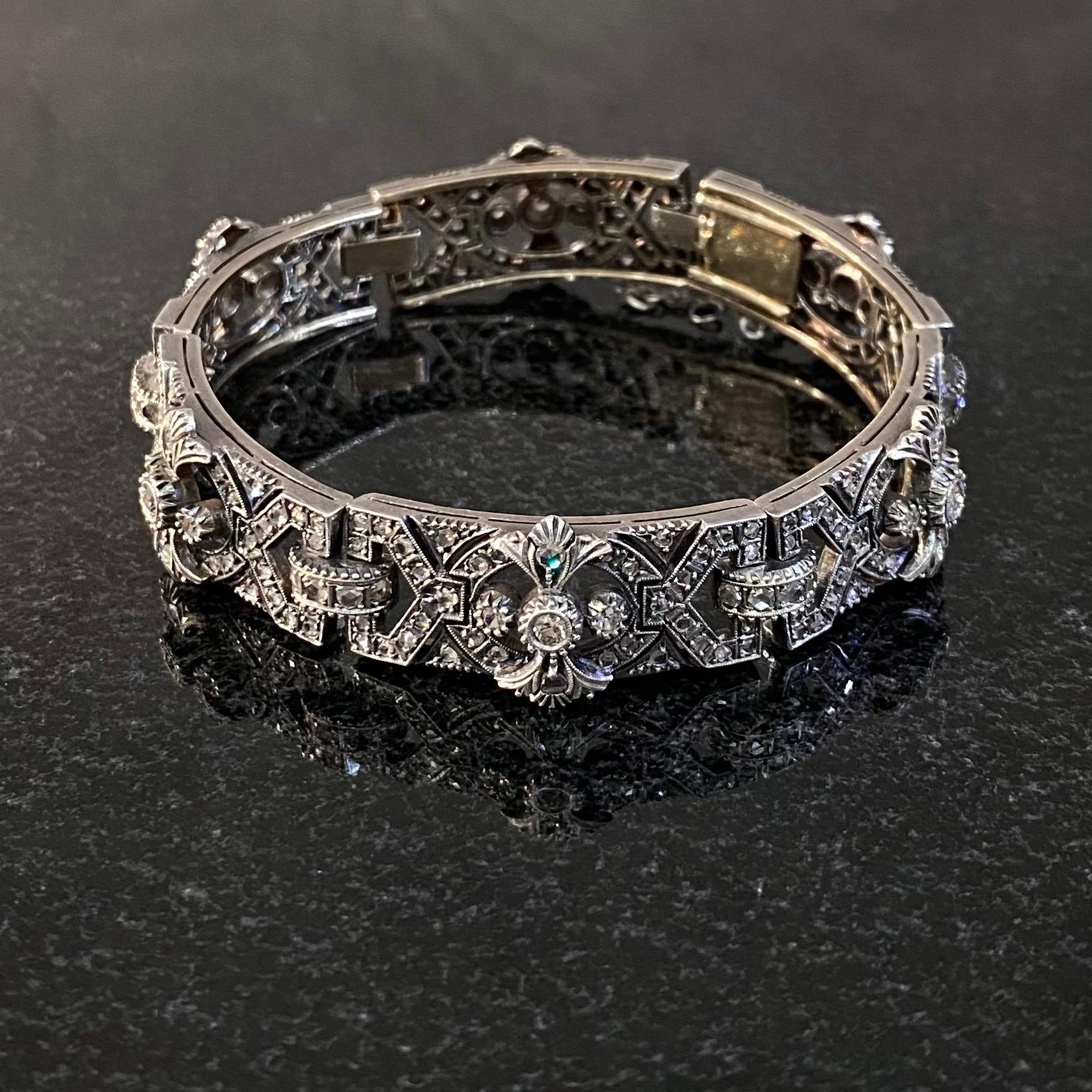 Antique Victorian Diamond Bracelet Silver Gold Portuguese 19th / 20th Century For Sale 2