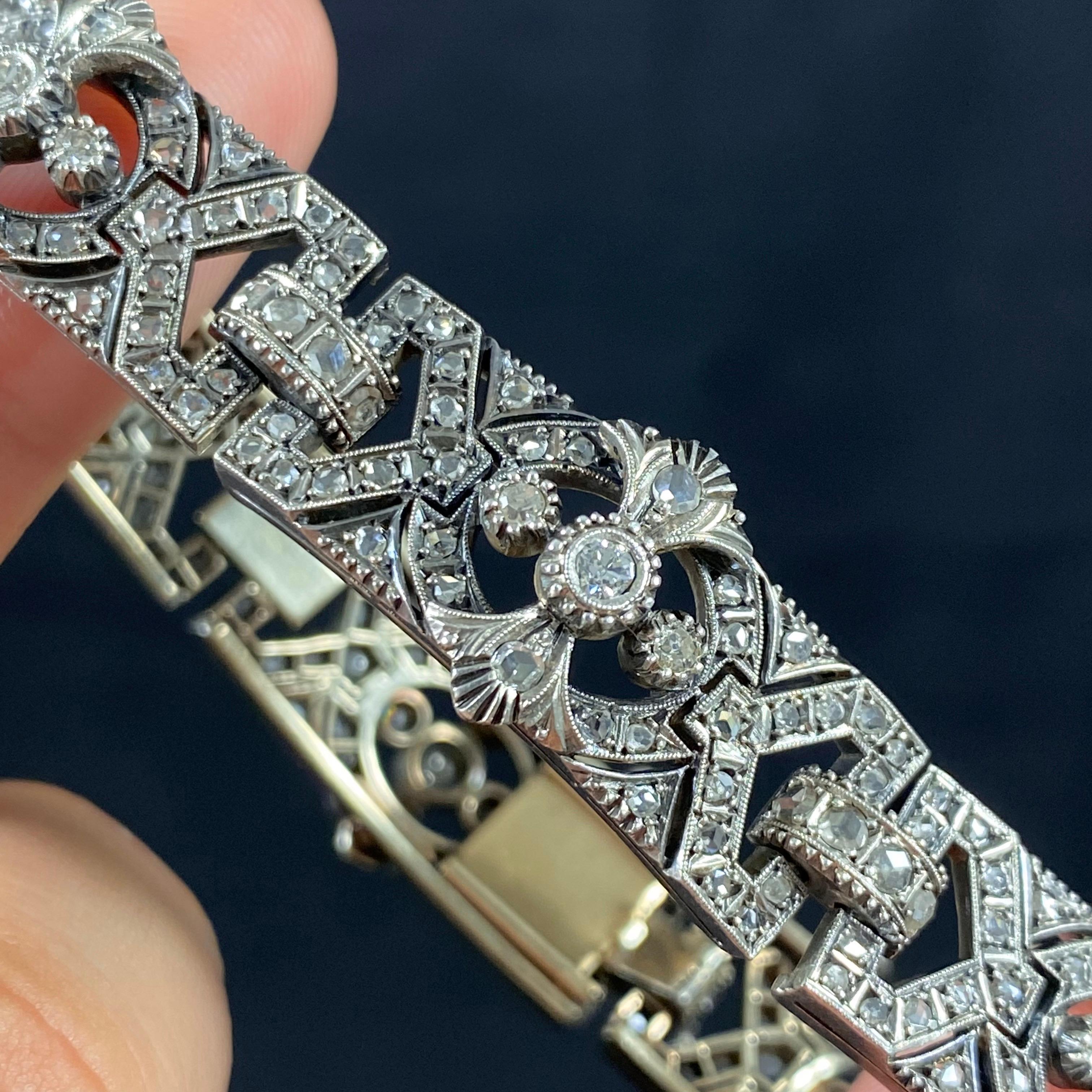 Antique Victorian Diamond Bracelet Silver Gold Portuguese 19th / 20th Century For Sale 9