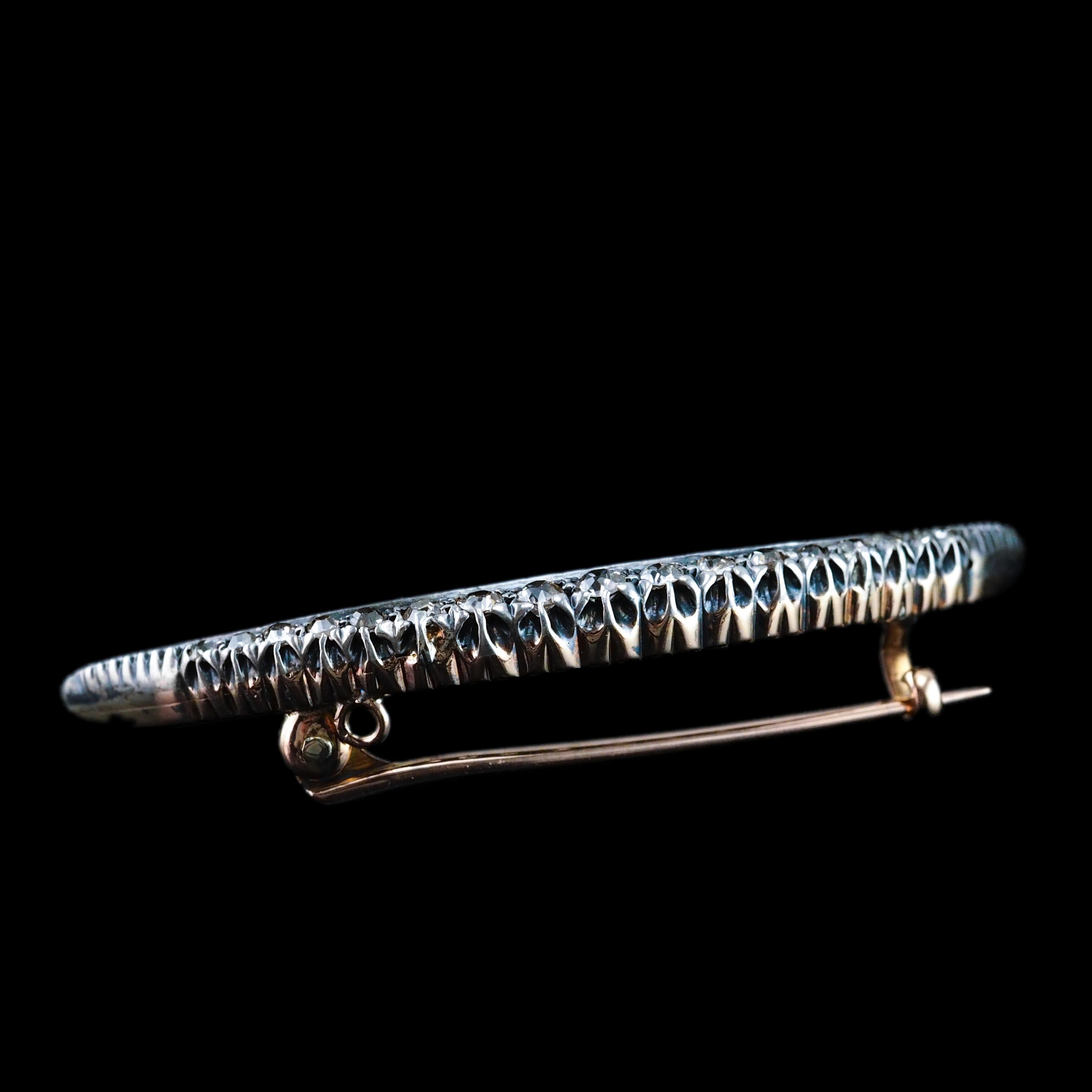 Antique Victorian Diamond Brooch Crescent 14K Gold - c.1890 For Sale 10