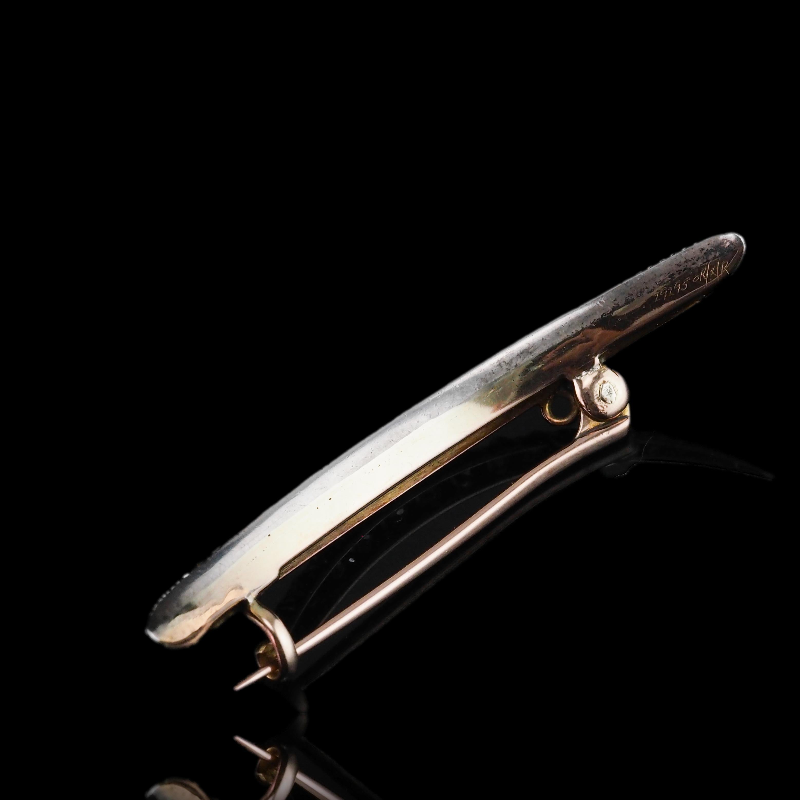 Antique Victorian Diamond Brooch Crescent 14K Gold - c.1890 For Sale 13