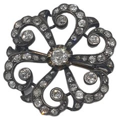 Antique 1880s Victorian Old Mine Cut Diamond Brooch