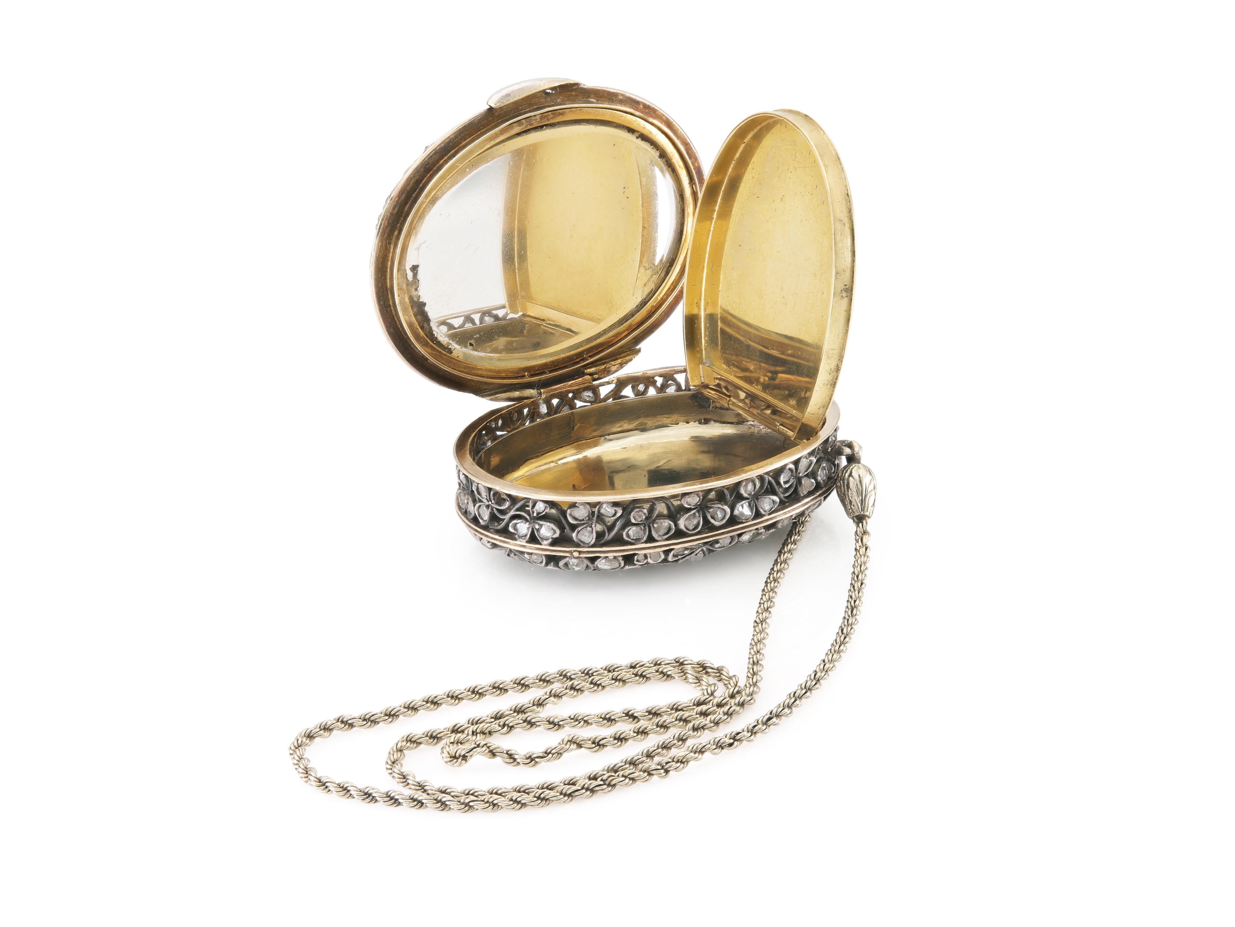 Antiguo Pastillero Victoriano Tréboles de Diamante Muñequera Corte rosa en venta