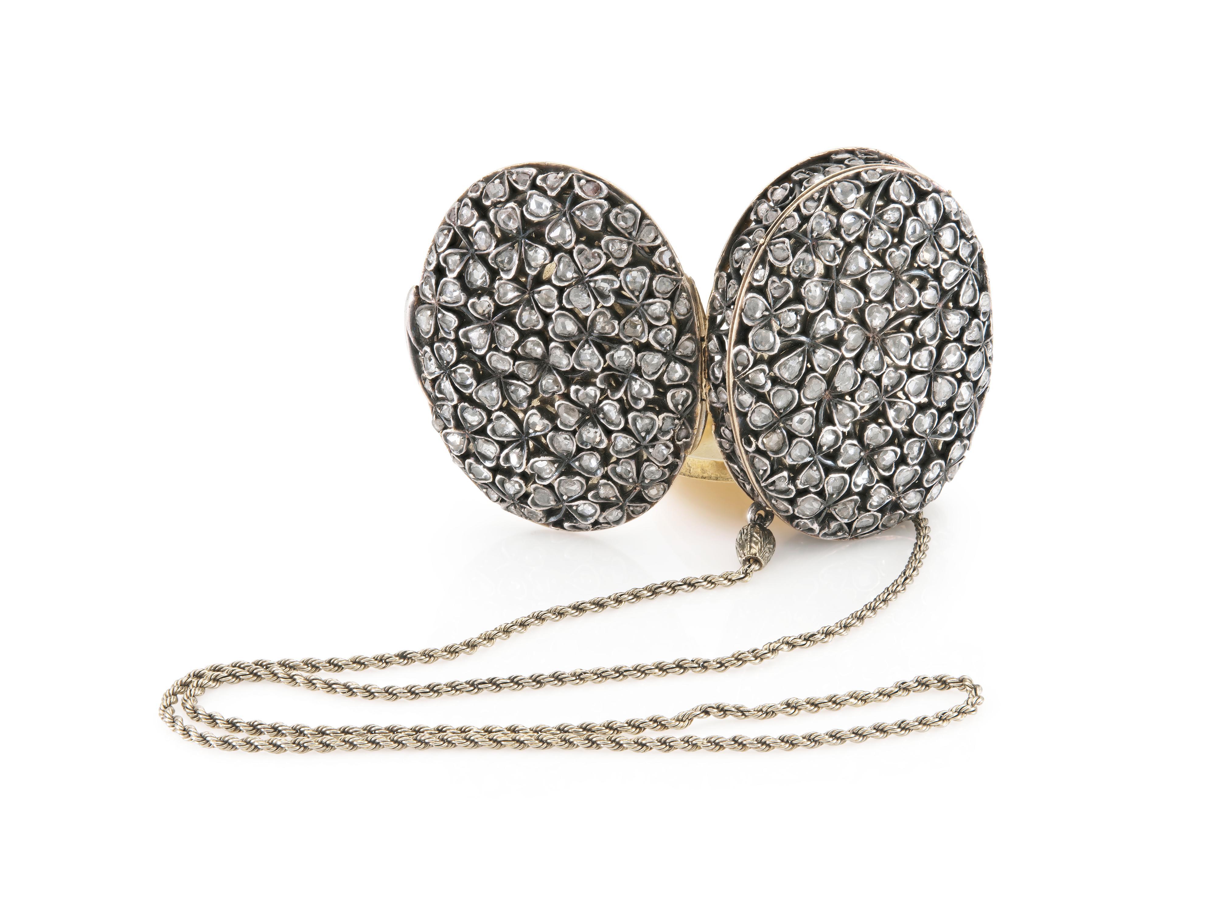 De las mujeres Antiguo Pastillero Victoriano Tréboles de Diamante Muñequera en venta