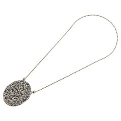 Portefeuille victorien ancien Clovers Pill Box avec diamants