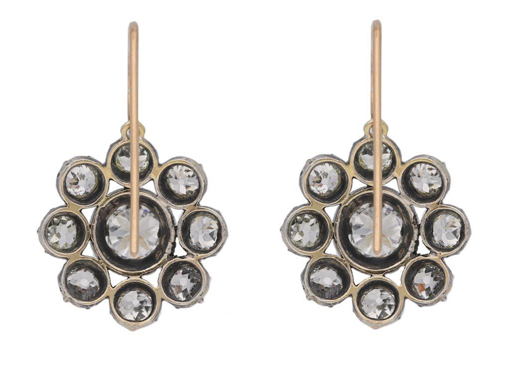 Antike viktorianische Diamant-Cluster-Ohrringe mit Anhänger (Alteuropäischer Brillantschliff) im Angebot