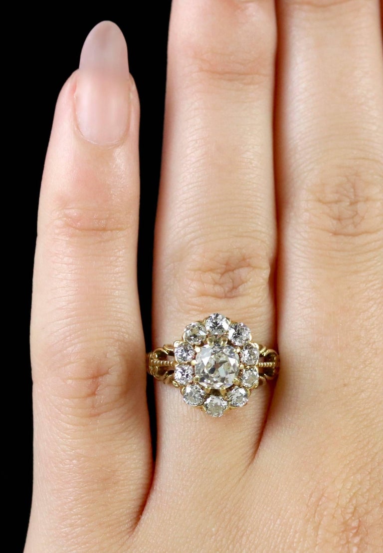Antique Victorian Diamond Cluster Ring 18 Carat Cluster Ring, circa