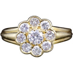 Antique Victorian Diamond Cluster Ring 18 Carat Engagement Ring, circa 1900
