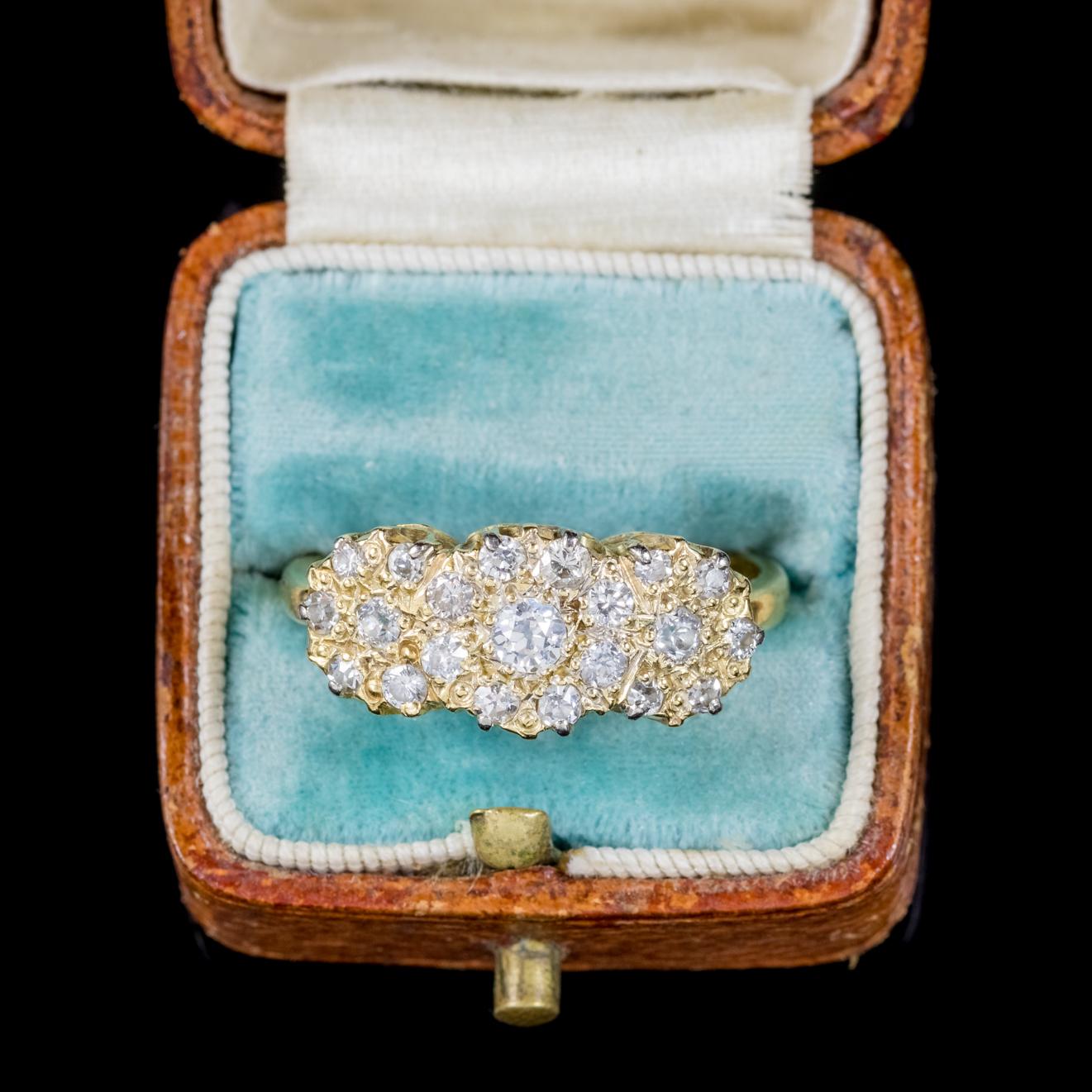 Antique Victorian Diamond Cluster Ring 18 Carat Gold 1 Carat of Diamond 2