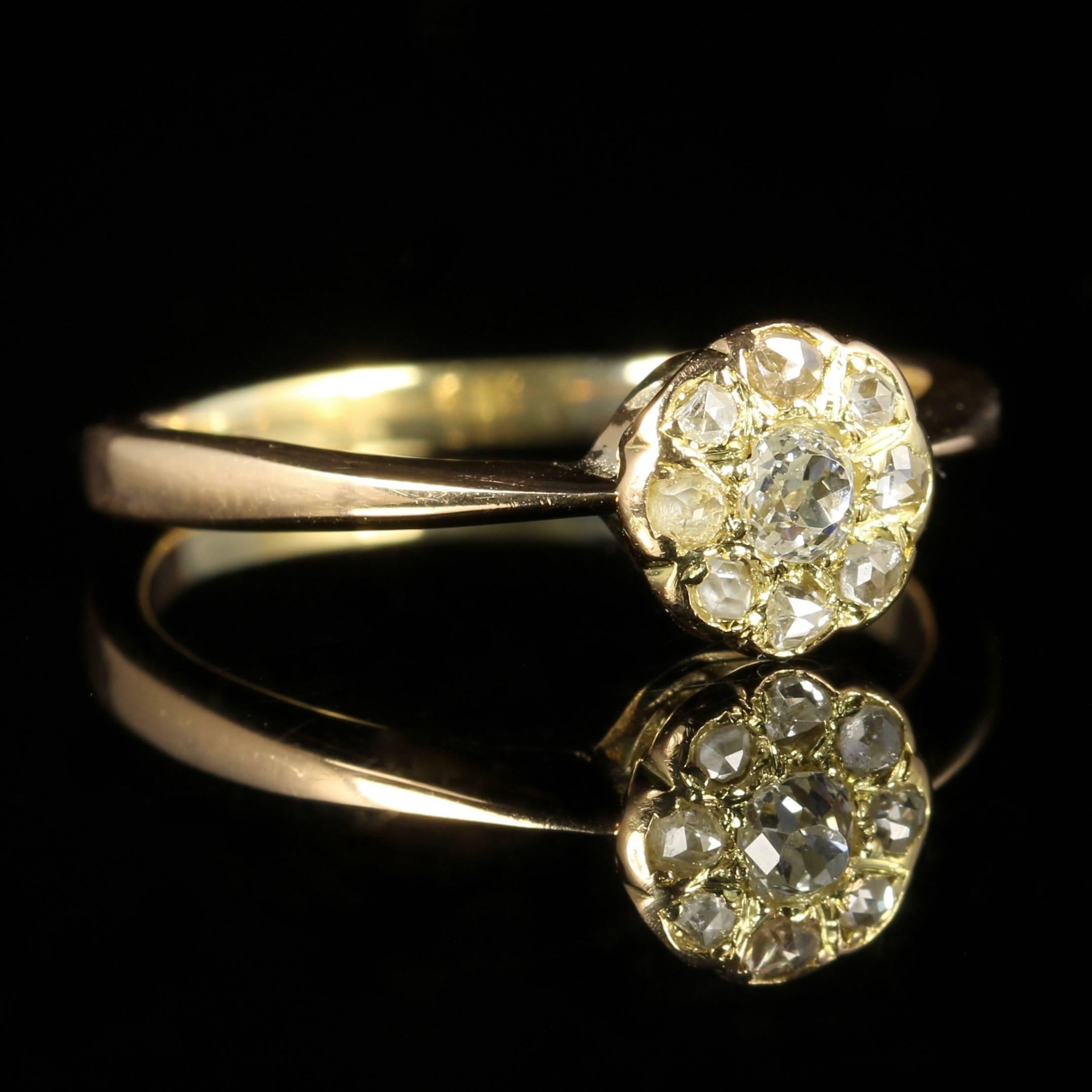 Antique Victorian Diamond Cluster Ring Engagement Ring, circa 1880 In Excellent Condition In Lancaster, Lancashire