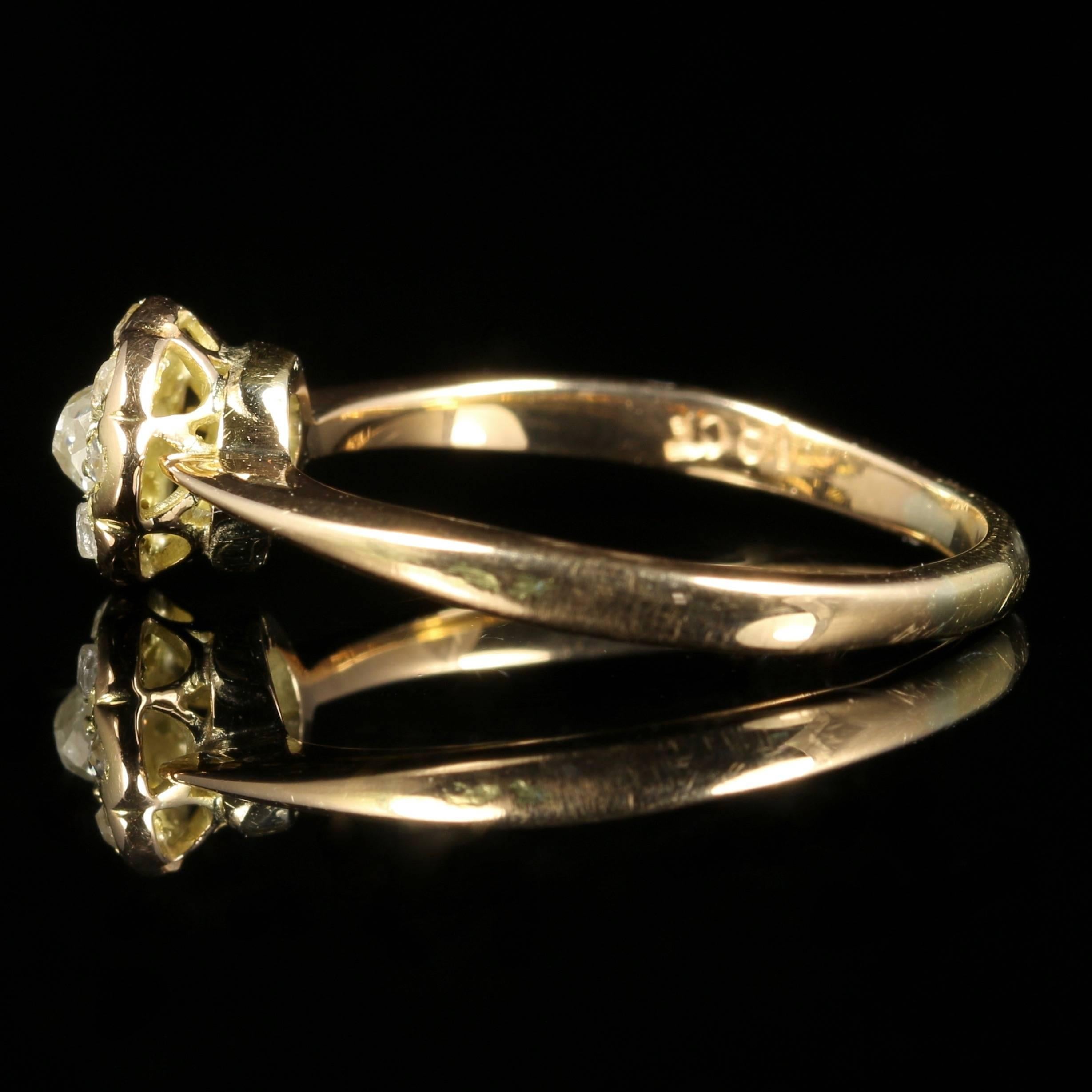 Women's Antique Victorian Diamond Cluster Ring Engagement Ring, circa 1880
