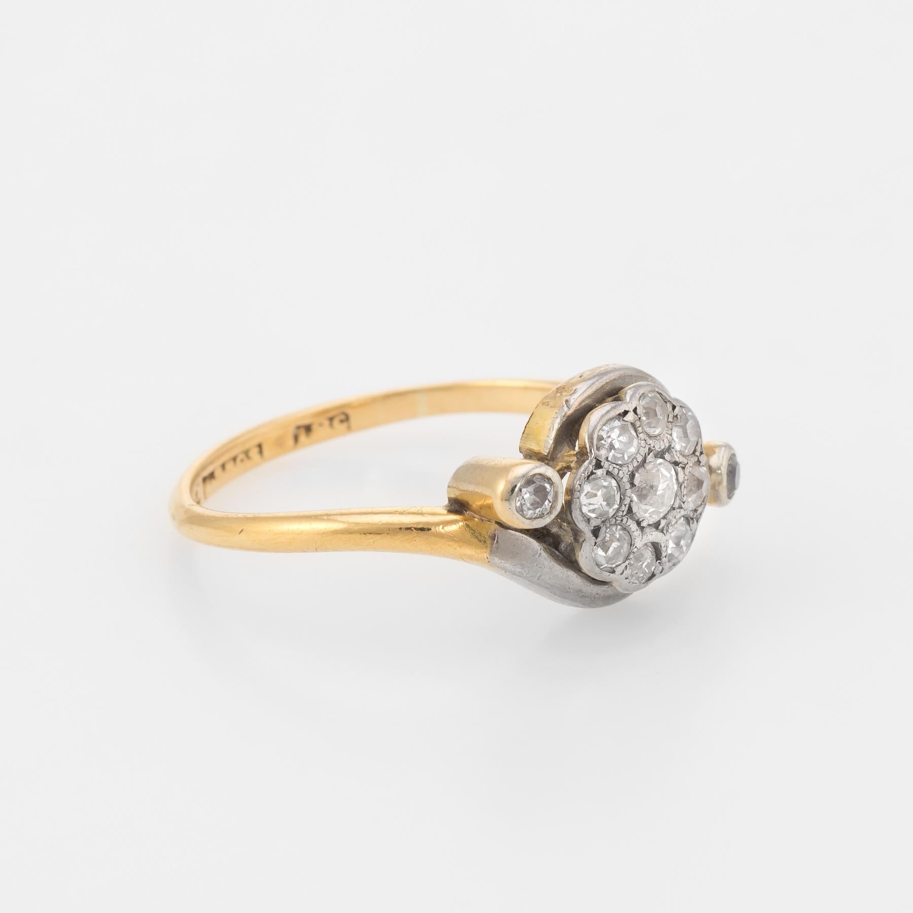 Antiker viktorianischer Diamant-Cluster-Ring aus 18 Karat Gold und Platin mit feinen Diamanten (Viktorianisch) im Angebot