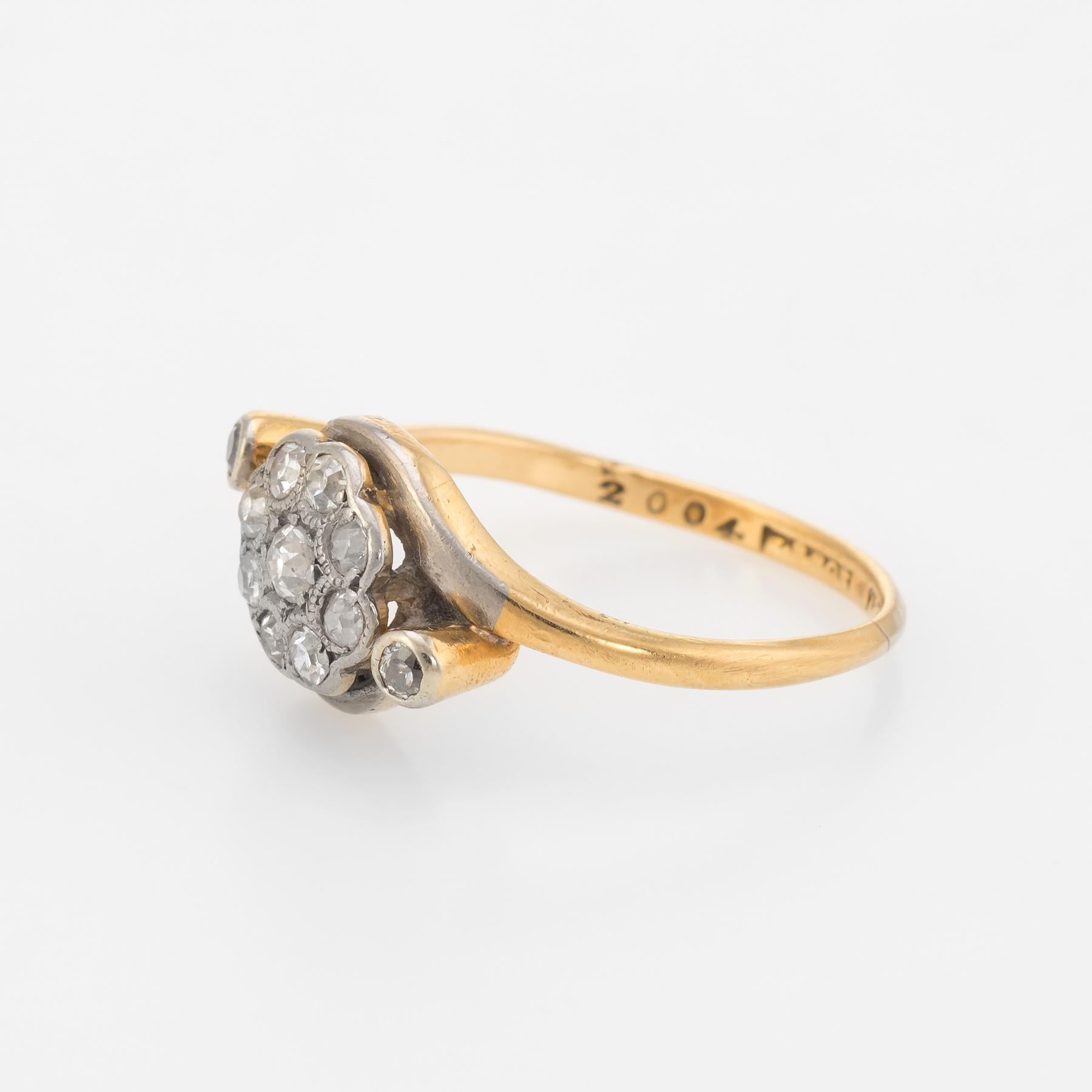 Antiker viktorianischer Diamant-Cluster-Ring aus 18 Karat Gold und Platin mit feinen Diamanten (Alteuropäischer Brillantschliff) im Angebot