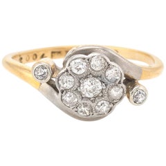 Antiker viktorianischer Diamant-Cluster-Ring aus 18 Karat Gold und Platin mit feinen Diamanten