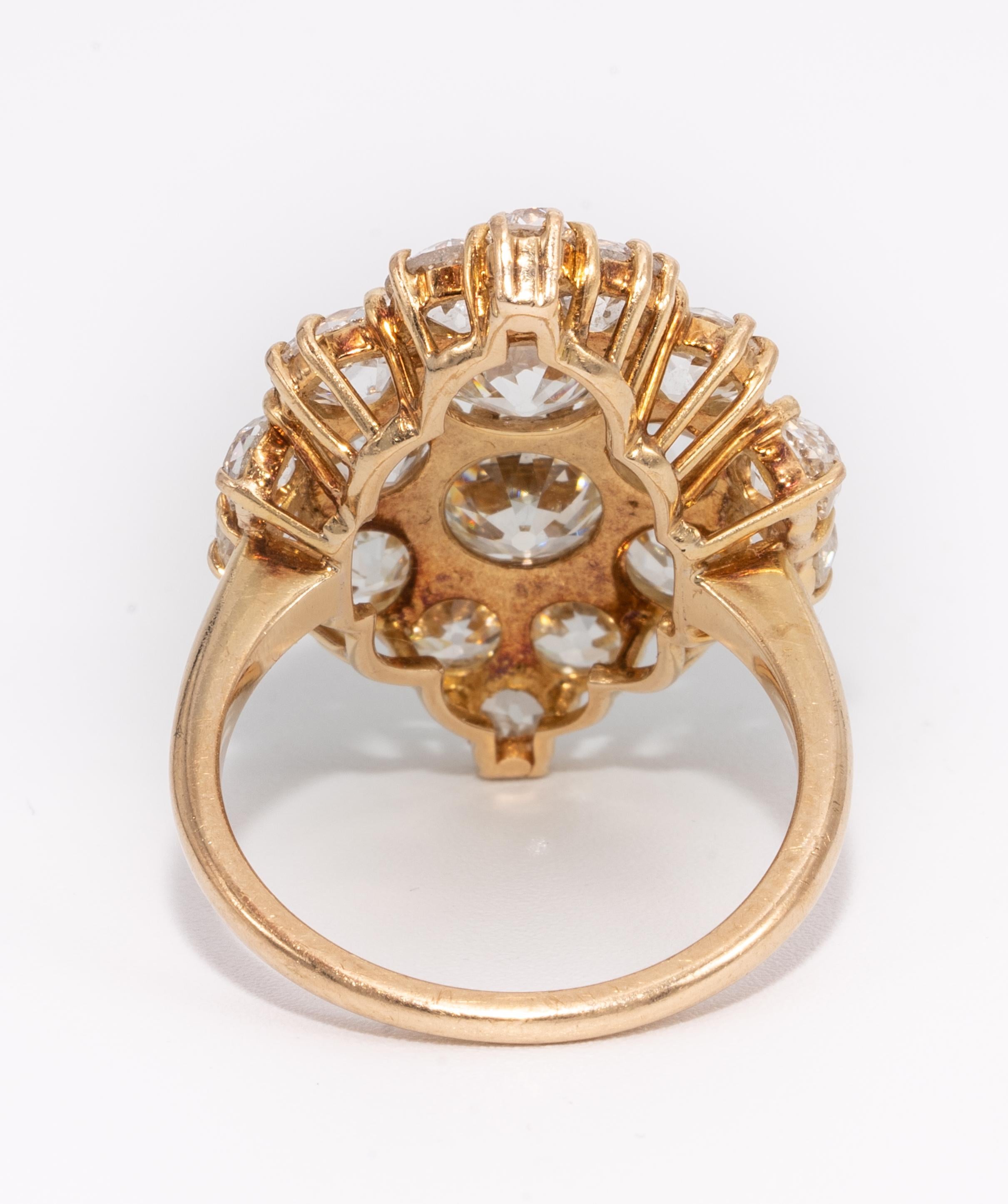 Women's Antique Victorian Diamond Cluster Ring with Old Mine Cuts Approximate 6.48 Carat