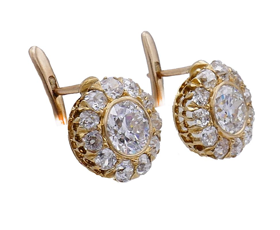 Antique Victorian Diamond Earrings in 18k Gold Estate Jewelry In Good Condition In Beverly Hills, CA
