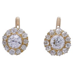 Antique Victorian Diamond Earrings in 18k Gold Estate Jewelry