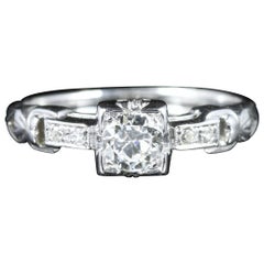 Antique Victorian Diamond Engagement Heart Ring 18 Carat White Gold, circa 1900
