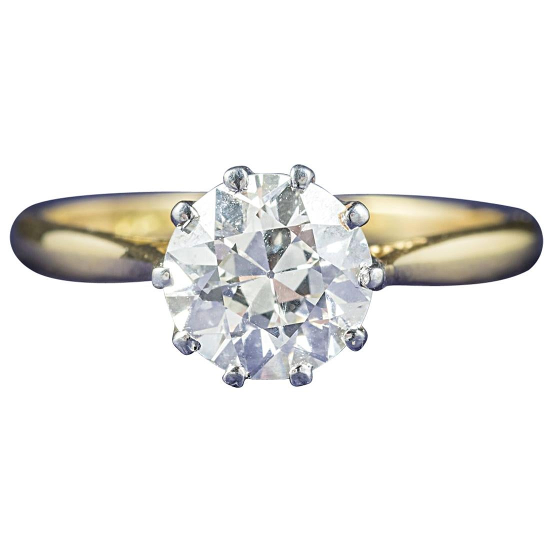 Antique Victorian Diamond Engagement Ring 18 Carat Gold, circa 1900 For ...