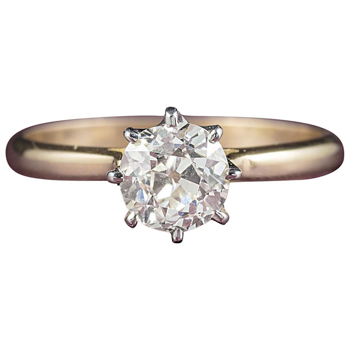 Antique Victorian Diamond Engagement Ring 18 Carat Gold, circa 1900 For Sale