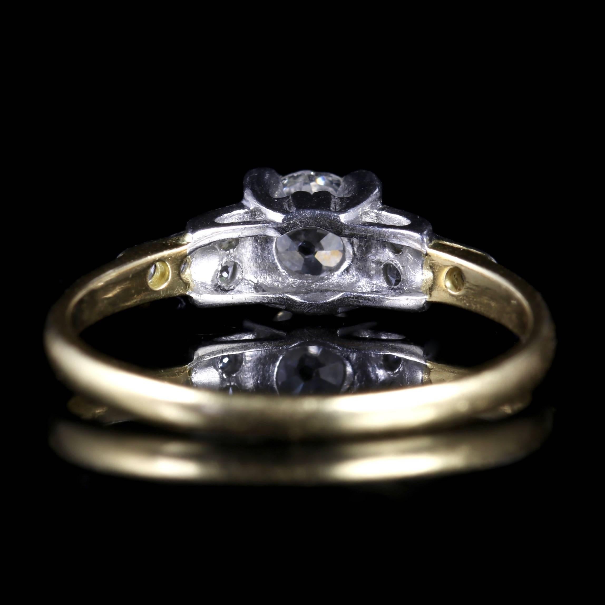 Cushion Cut Antique Victorian Diamond Engagement Ring 18 Carat Gold Ring, circa 1900