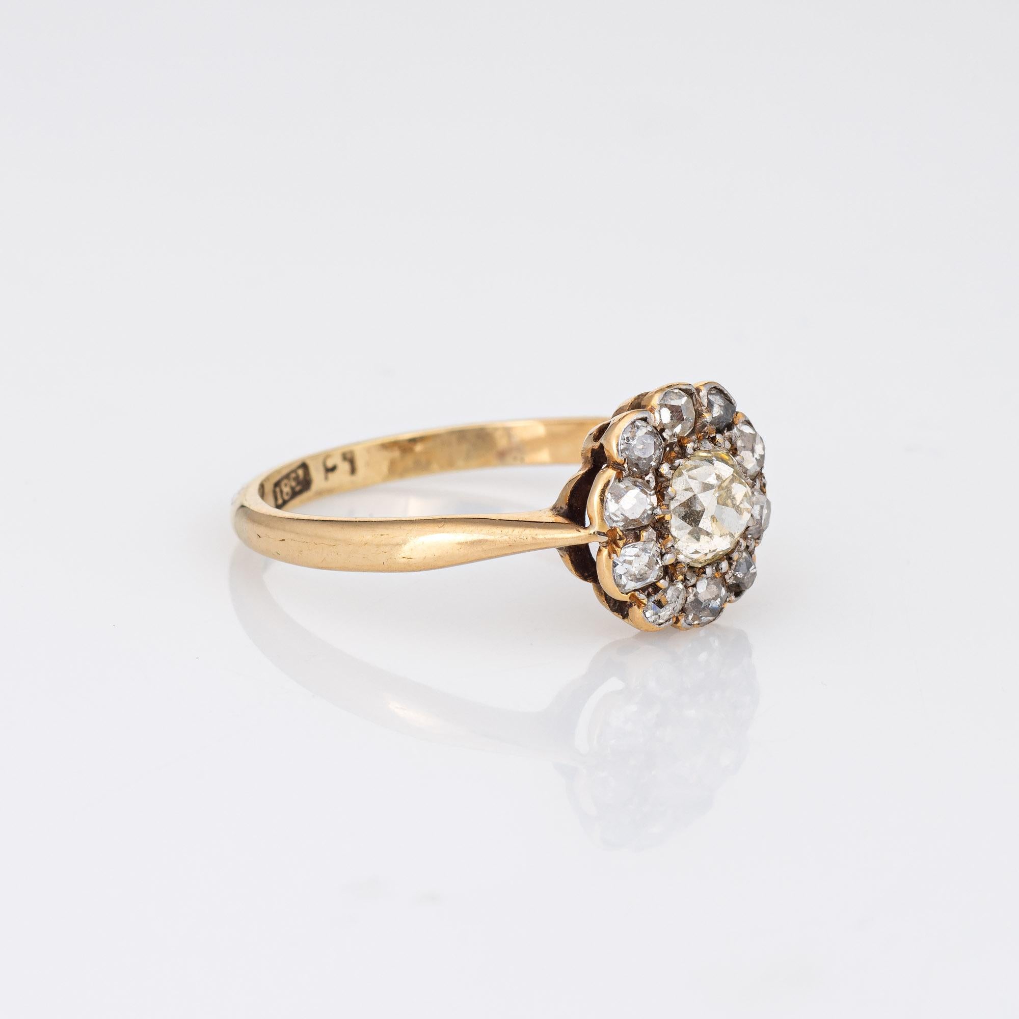 Antiker viktorianischer Diamant-Verlobungsring aus 18 Karat Gelbgold mit Diamant-Cluster (Viktorianisch) im Angebot