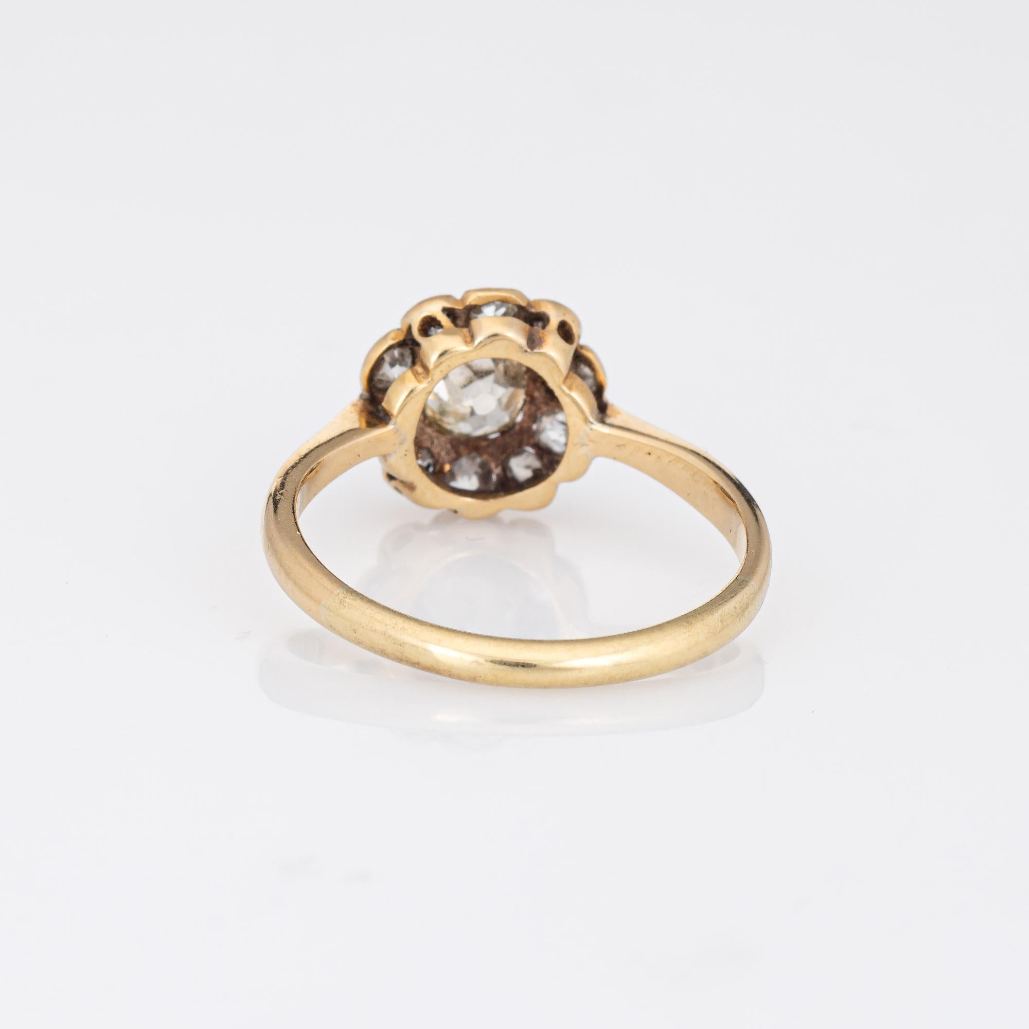 Antiker viktorianischer Diamant-Verlobungsring aus 18 Karat Gelbgold mit Diamant-Cluster im Zustand „Gut“ im Angebot in Torrance, CA
