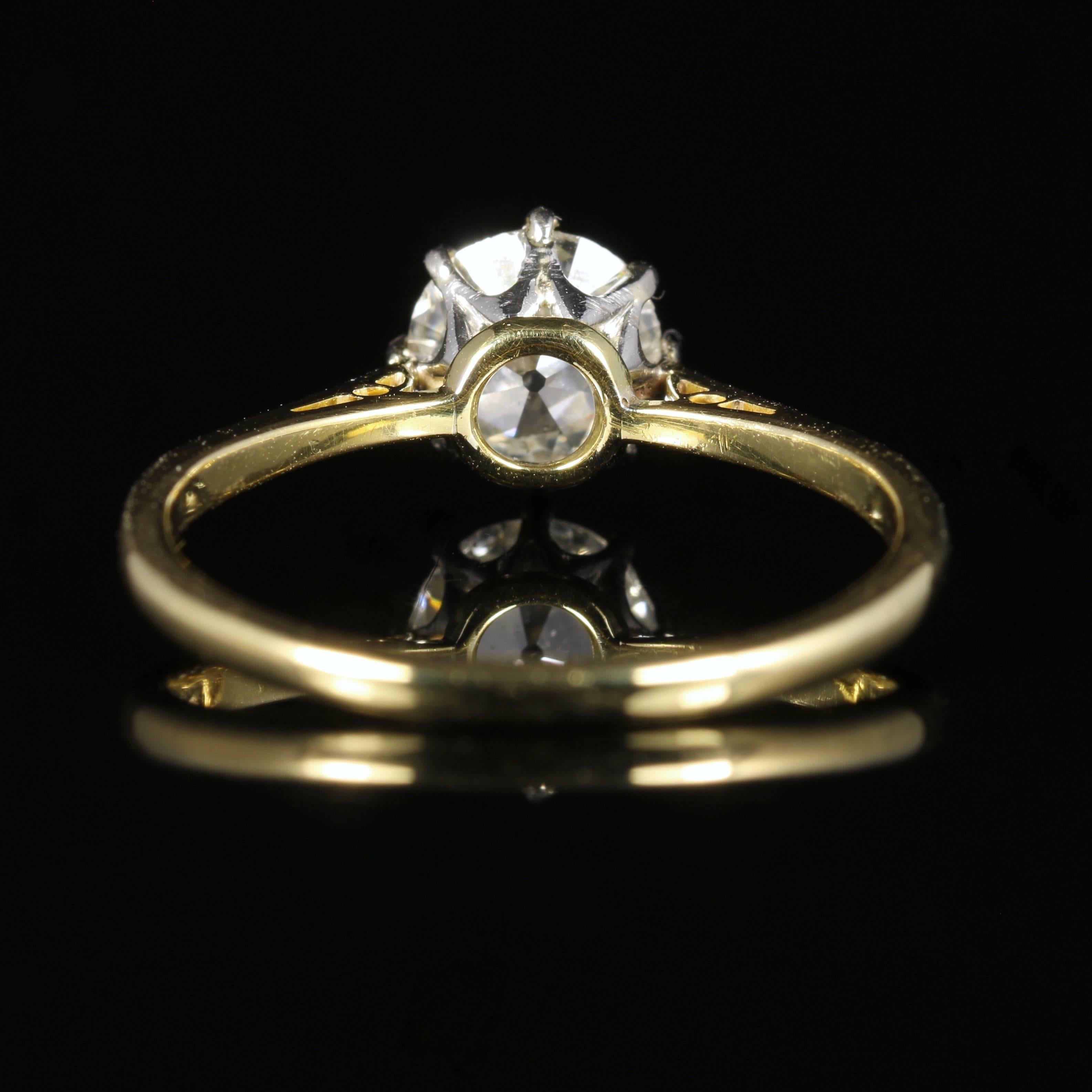 Antique Victorian Diamond Engagement Ring Solitaire 1.30 Carat, circa 1900 In Excellent Condition In Lancaster, Lancashire