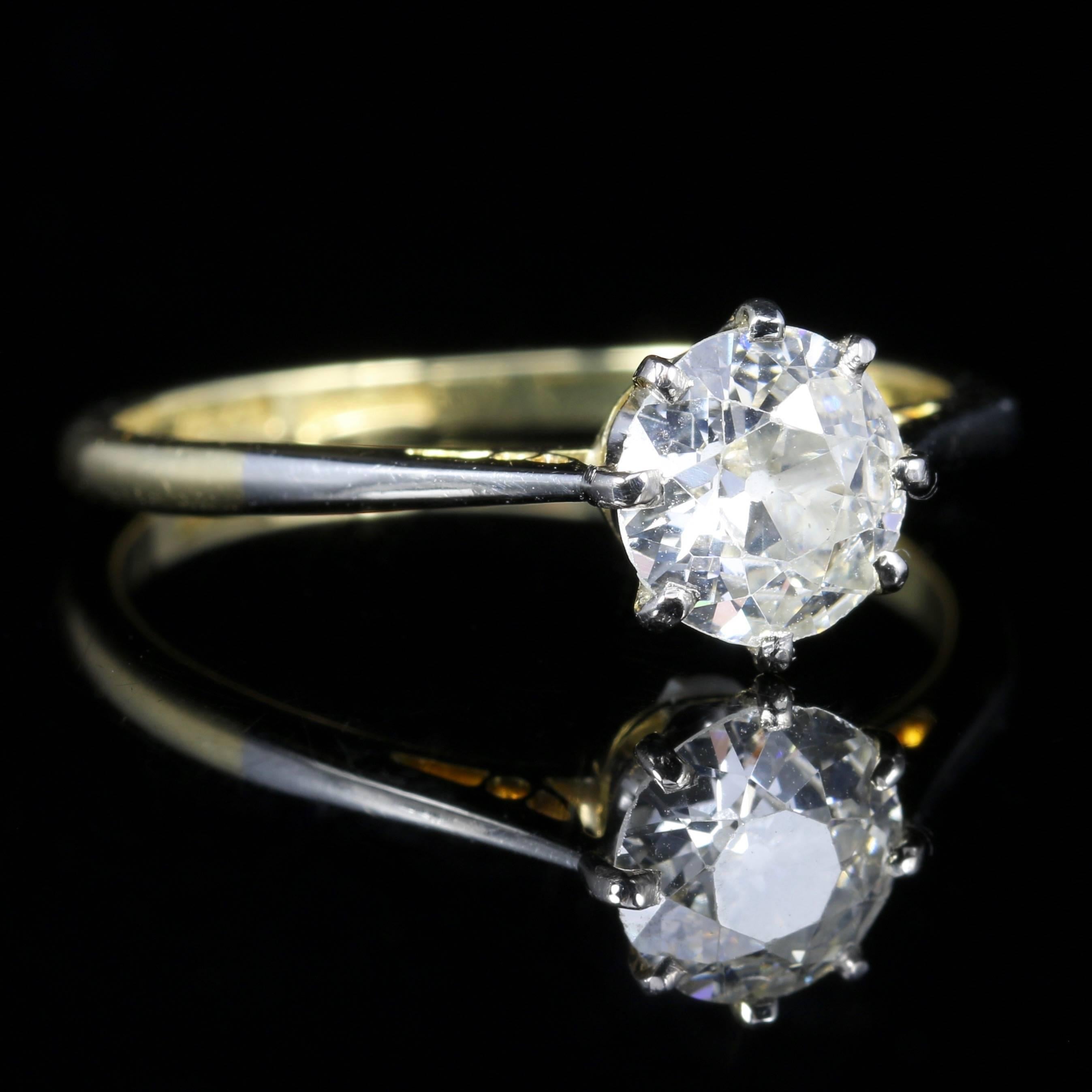 Women's Antique Victorian Diamond Engagement Ring Solitaire 1.30 Carat, circa 1900