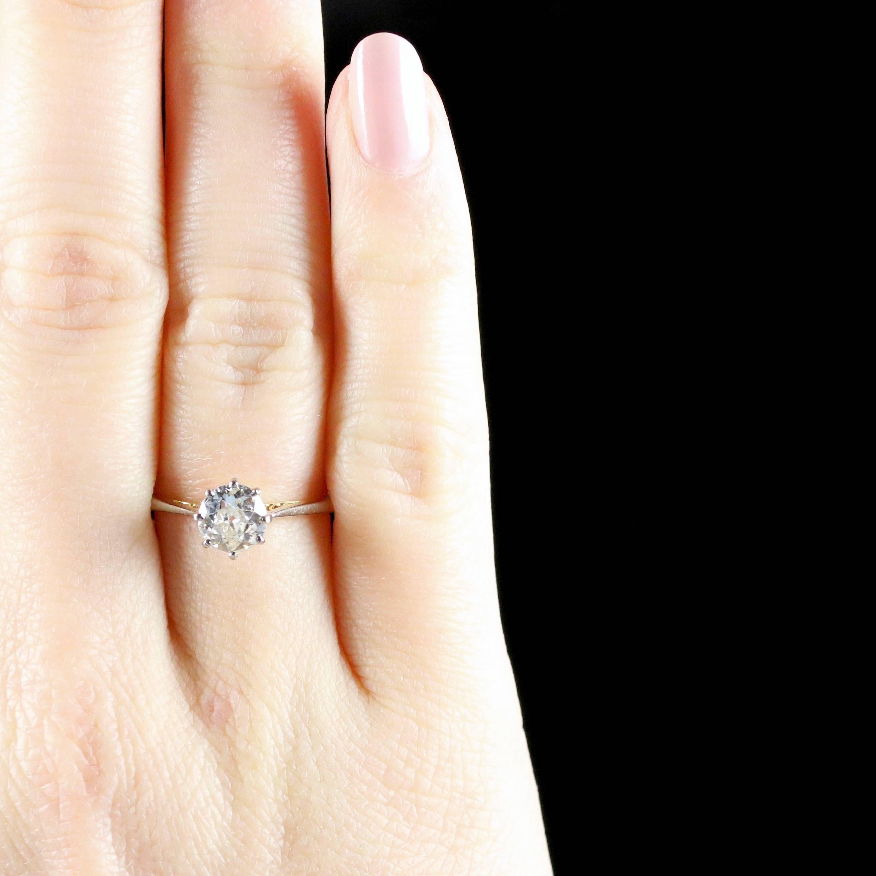Antique Victorian Diamond Engagement Ring Solitaire 1.30 Carat, circa 1900 3