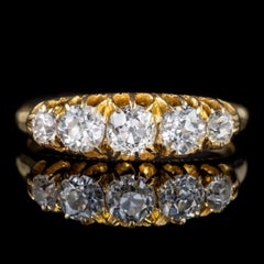 Victorian Diamond Five-Stone Ring 1.10 Carat of Diamond 18 Carat Gold Dated 1892