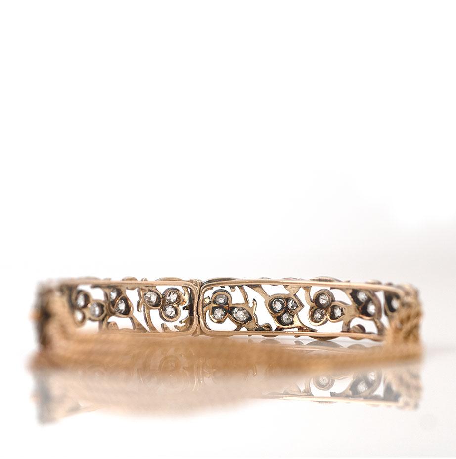 Antigua pulsera victoriana de oro de 15 ct Flor de diamantes en Bueno Estado en London, GB