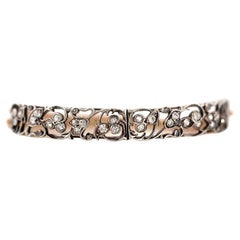 Antigua pulsera victoriana de oro de 15 ct Flor de diamantes