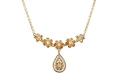 Antique Victorian Diamond Flower Bib Necklace
