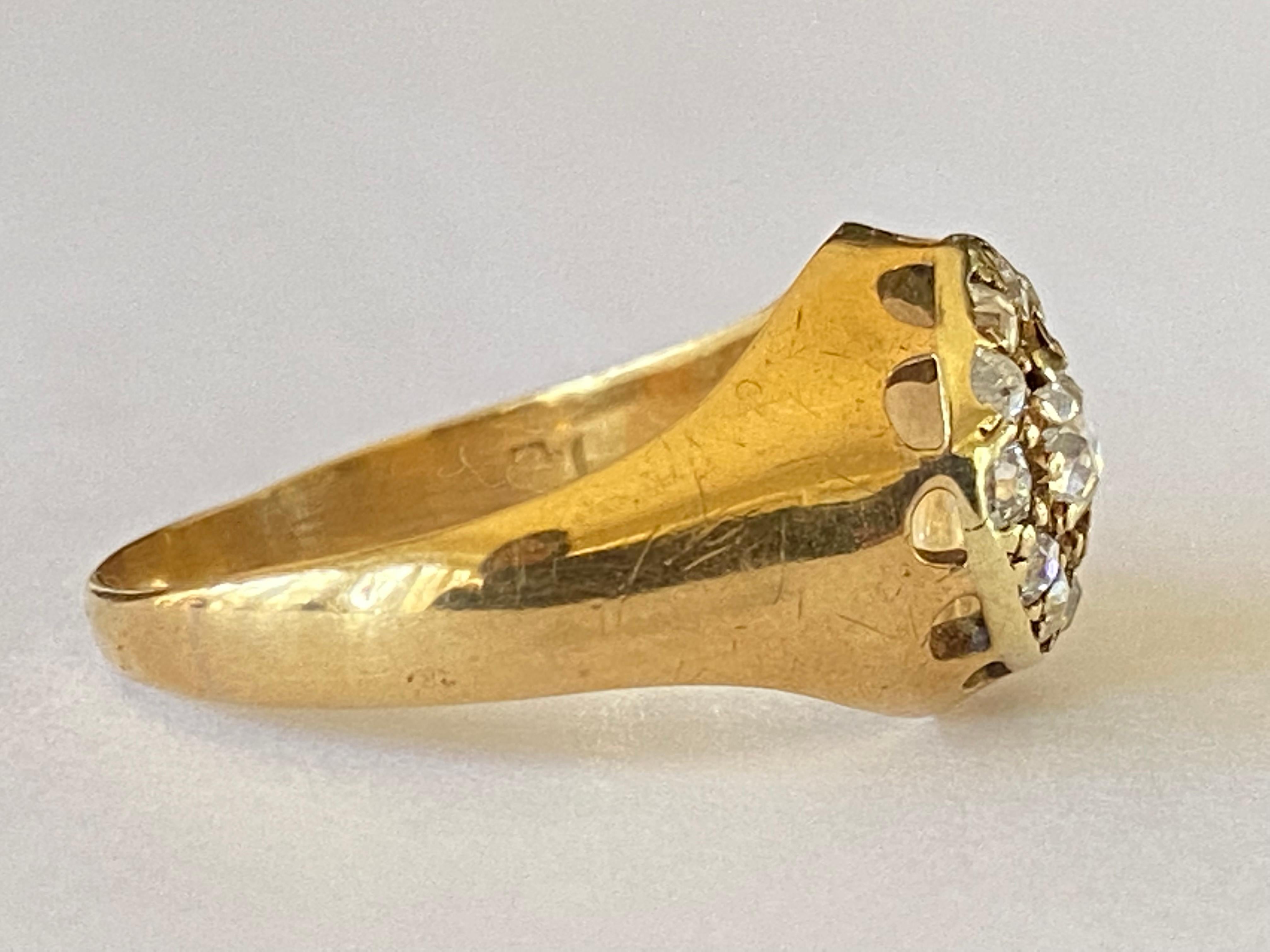 Vittoriano Antico anello vittoriano con fiori di diamante a grappolo in vendita