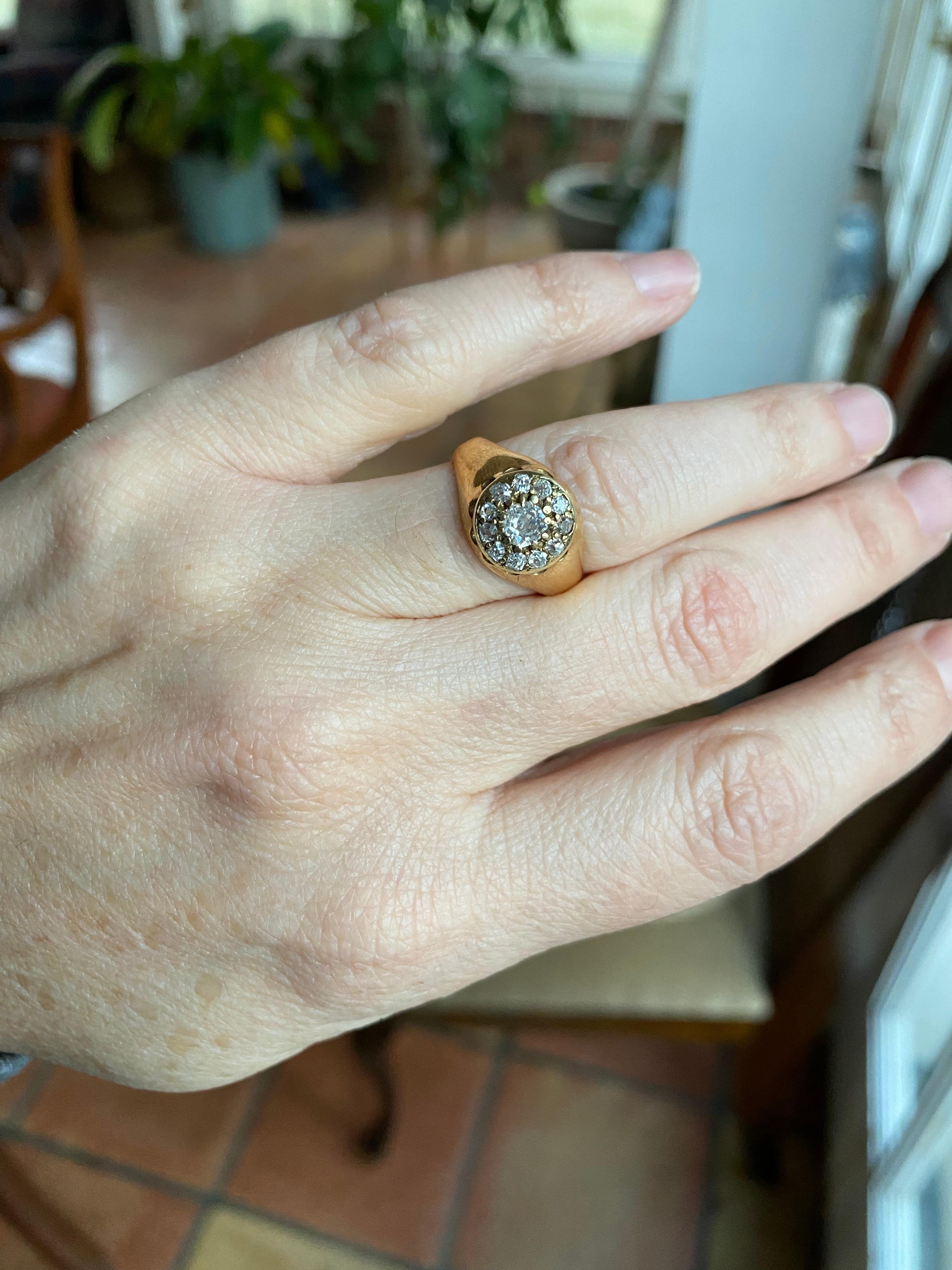 Old Mine Cut Antique Victorian Diamond Flower Cluster Ring For Sale